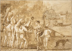 Punchinellos Abschied von Venedig von Giovanni Domenico Tiepolo