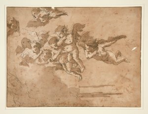 Putti fliegen in Wolken von Giovanni Domenico Tiepolo
