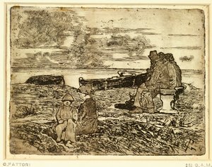 Ruhende Matrosen von Giovanni Fattori, Radierung