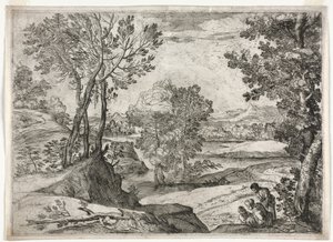 Landschaft mit einer Familie von Giovanni Francesco Grimaldi