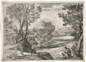 Landschaft mit einer Familie von Giovanni Francesco Grimaldi