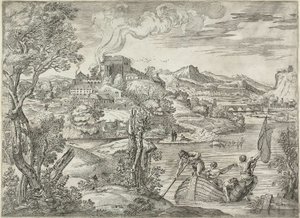 Landschaft mit Lautenspieler