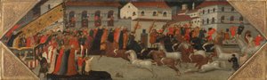Tafel von einem Cassone: Das Rennen des Palio in den Straßen von Florenz von Giovanni Francesco Toscani