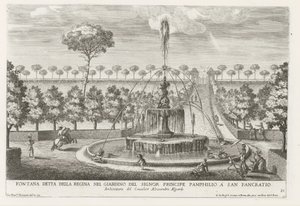 Brunnen in den Gärten der Villa Doria Pamphilj in Rom von Giovanni Francesco Venturini