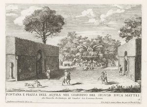 Brunnen mit Adler in den Gärten der Villa Celimontana in Rom von Giovanni Francesco Venturini