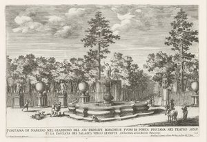 Brunnen von Narziss in der Villa Borghese in Rom von Giovanni Francesco Venturini