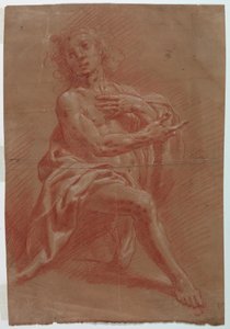 Kniender Mann, für eine Anbetung der Hirten von Giovanni Giacomo Barbelli