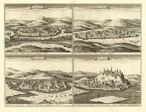 Kassa, Hatvan, Szolnok és Belgrád vára (Giovanni Giacomo De Rossi, 1683) von Giovanni Giacomo De Rossi