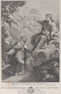 Heilige Margarita von Cortona, kniend vor Christus, nach Pietro Andrea Pucciardi..., ca. 1702-1741