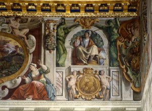 Detail aus dem Fresko des Palasthalls, Quirinalspalast, Rom von Giovanni Lanfranco