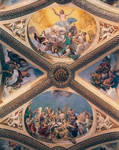 Herrlichkeit Christi, Fresko, von Giovanni Lanfranco, Gewölbe der Kirche der Kartause von San Martino, Neapel, Kampanien, Italien von Giovanni Lanfranco