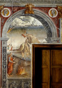 Sternzeichen: „Die Fische“ Oberes Medaillon mit Porträts von Kaiser Caracalla und seinem Bruder Geta. Unten, Legende zur Geburt der Konstellation, die dem Zeichen entspricht: Angelszene. Fresko zugeschrieben Giovanni Maria Falcon von Giovanni Maria Falconetto