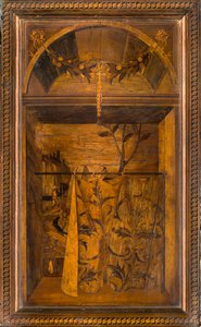 Lignaeanischer Kanonischer Chor, Intarsien von Giovanni Maria Platina 1484, Oberer Stuhl von Giovanni Maria Platina