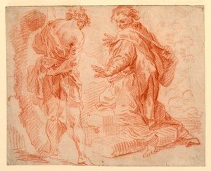 Zeichnung, Stehende und kniende Figuren, 1735-1740 von Giovanni Paolo Panini