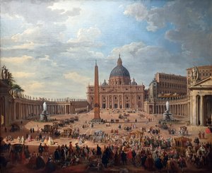 Ritt des Duc de Choiseul (1719-1785) auf dem Petersplatz in Rom von Giovanni Paolo Panini