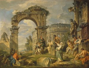Die Kumanaische Sibylle prophezeite die Geburt Christi, 1743 von Giovanni Paolo Pannini