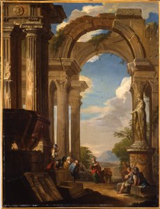 Capricci von römischen Ruinen mit Figuren von Giovanni Paolo Pannini