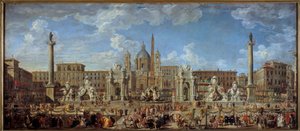 Vorbereitungen für das Feuerwerk und die Dekorationen des Festes am 30. November von Giovanni Paolo Pannini