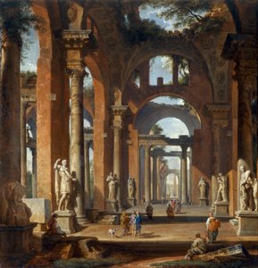 Statuen in einer zerstörten Arkade von Giovanni Paolo Pannini