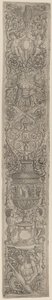 Ornamenttafel: Triton und zwei Satyrkinder von Giovanni Pietro Birago and Zoan Andrea