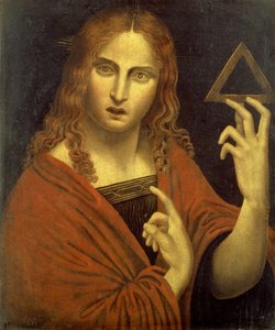 Christus der Erlöser hält das Symbol der Dreifaltigkeit von Giovanni Pietro Rizzoli (school of) Giampietrino