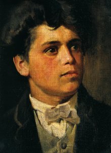 Selbstporträt mit 20 Jahren, von Giovanni Segantini (1858-1899), Öl auf Leinwand, 35x26 cm von Giovanni Segantini