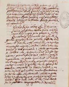 Handgeschriebene Seite eines Musikvertrags von Giovanni Spataro