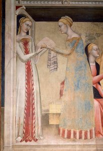 Das Leben der Jungfrau: die Geburt Marias (Detail) von Giovanni da Milano