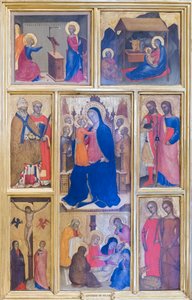 Jungfrau Maria und Kind mit Heiligen und Szenen aus dem Leben Christi