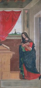 Verkündigung der Jungfrau Maria, Verkündigungstafel ursprünglich Teil der Außenschalttafeln der Orgel in San Bartolomeo, Vicenza von Giovanni de