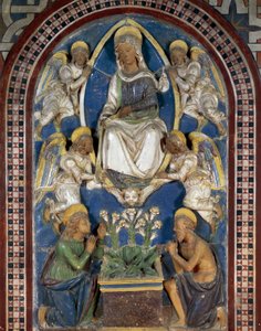 Himmelfahrt der Jungfrau, Majolika, Magistratspalast Palazzo Pretorio, Ehemalige Burg der Grafen Guidi, Poppi, Toskana, Italien von Giovanni della Robbia