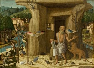 Sankt Hieronymus in einer Landschaft von Giovanni di Niccolo Mansueti