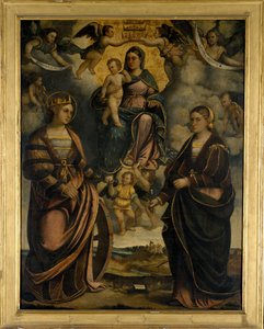 Madonna und Kind zwischen den Heiligen Katharina und Apollonia, 1526 von Girolamo Dal Toso