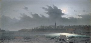 Ansicht von Malta vom Hafen bei Nacht, 1876 von Girolamo Gianni