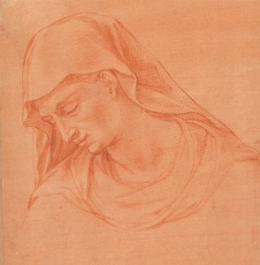 Kopf einer trauernden Frau im Profil nach links, ca. 1575-80