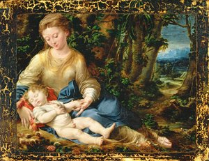 Die Jungfrau und das Kind in einer Landschaft, ca. 1536-37