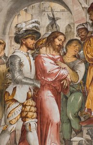 Zentrales Kirchenschiff, fünfter südlicher Spann, Christus vor Pilatus, Girolamo Romanino