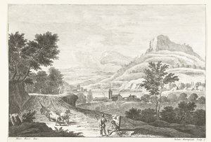 Landschaft mit Ochsenkarren und Beerdigung von Giuliano Giampiccoli