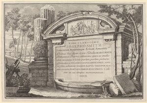 Klassische Ruinen in einer Landschaft: Frontispiz von Giuliano Giampiccoli and Giovanni Battista Tiepolo