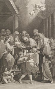 Die Beschneidung Christi, eine Gruppe von Männern, Frauen und Engeln umgeben ihn, ca. 1760-1800
