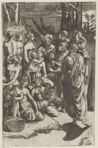 Gruppe von Figuren unter Stern von Giulio Bonasone