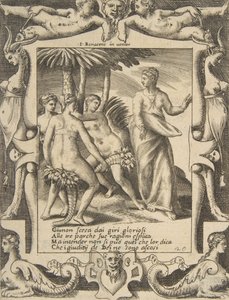 Juno rechts, die zu den Schicksalsgöttinnen spricht, in einem aufwendigen Rahmen, 1531-76