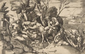 Jupiter wird von der Ziege Amalthea gesäugt, 1531-76