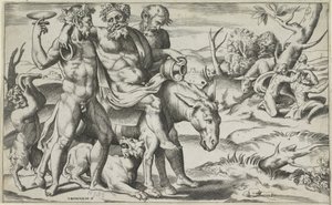 Silenus reitet auf einem Esel von Giulio Bonasone