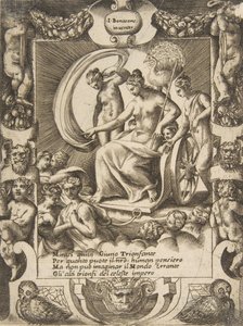 Der Triumph der Juno, die in einem Wagen sitzt, in einem aufwendigen Rahmen, 1531-76 von Giulio Bonasone