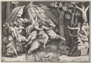 Clelia überquert den Tiber von Giulio Bonasone after Polidoro da Caravaggio