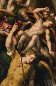 Nördliches Querschiff, Altar des Erzengels Michael, Erzengel Michael tötet das Böse (Detail) von Giulio Campi