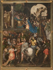 Wand gegenüber der Gegenfassade des südlichen Querschiffs, Triumph des Mordechai von Giulio Campi