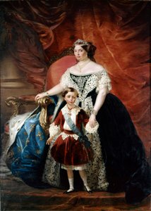 Porträt von Louise Marie de Berry (Marie Louise de Bourbon, Herzogin von Parma und Piacenza) (1819 - 1864) mit ihrem Sohn Roberto (1804 - 1907) (Öl auf Leinwand) von Giulio Carlini