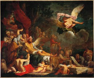 Iris als Bote im Reich des Hypnos von Giulio Carpioni